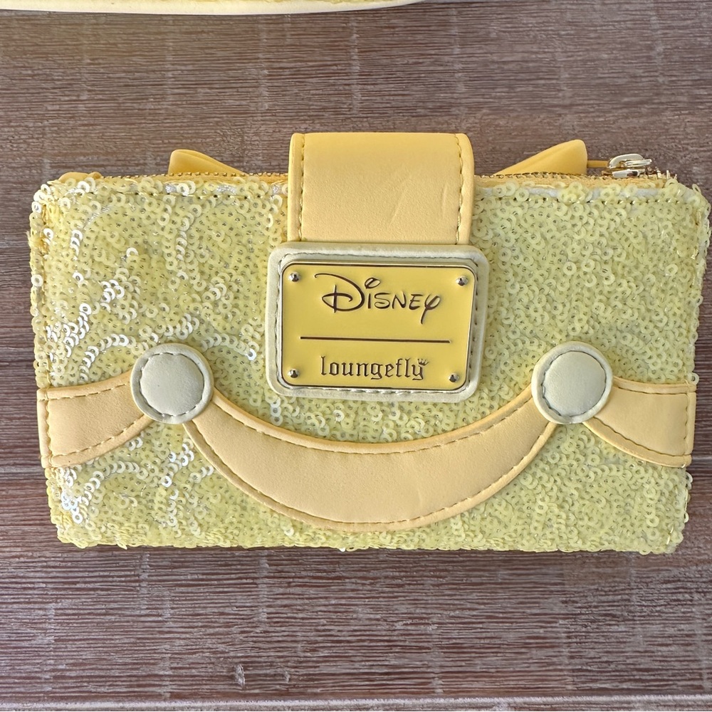Sold-Loungefly Disney Belle Sequin Mini Backpack Beauty and the Beast Wallet NWT - Picture 11 of 11